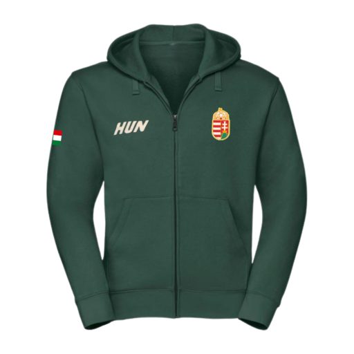 Magyarország pulóver felnőtt kapucnis-zippes zöld