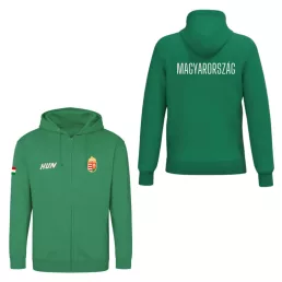 Magyarország pulóver felnőtt kapucnis-zippes zöld