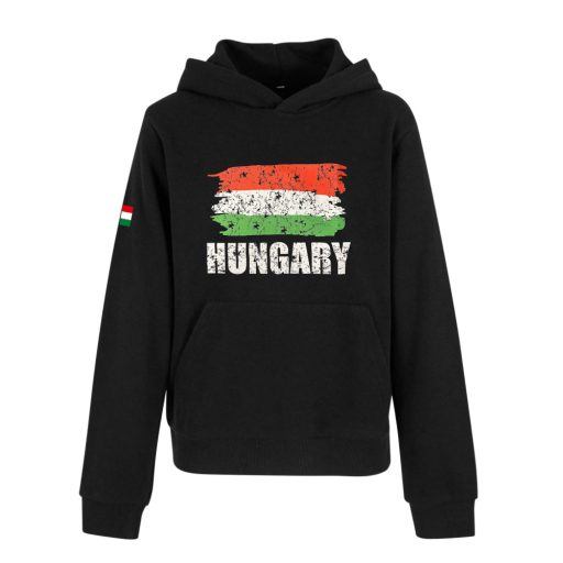 Magyarország pulóver felnőtt kapucnis fekete Flag
