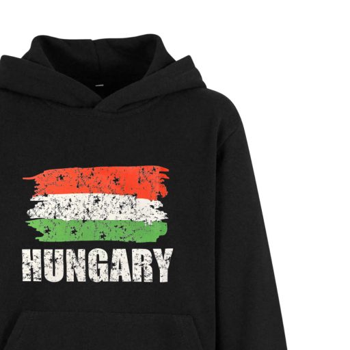 Magyarország pulóver felnőtt kapucnis fekete Flag