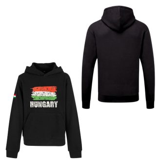 Magyarország pulóver felnőtt kapucnis fekete Flag
