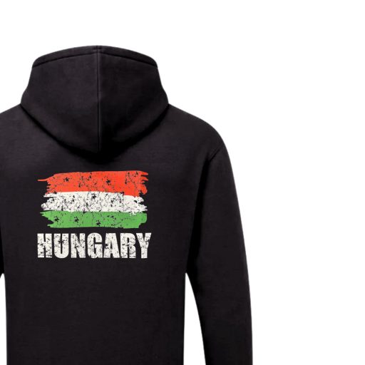 Magyarország pulóver felnőtt kapucnis-zippes fekete Flag