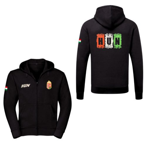 Magyarország pulóver felnőtt kapucnis-zippes fekete Vibe