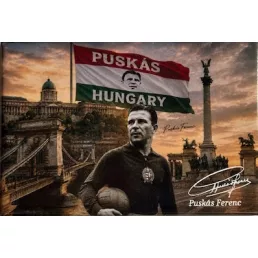 Puskás hűtőmágnes Budapest retro