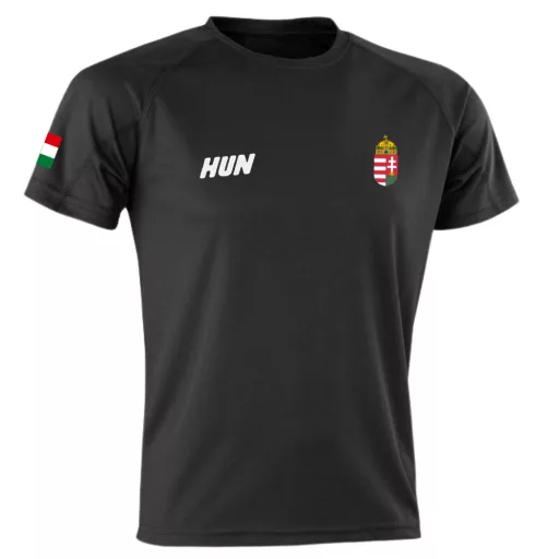 Magyarország mez felső szurkolói fekete "Hungary" feliratos felnőtt