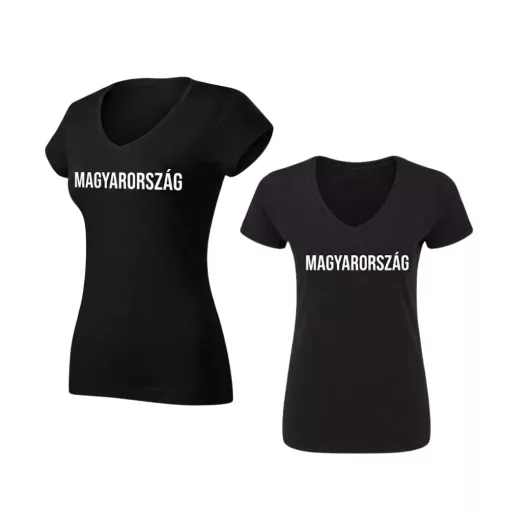 Magyarország póló felnőtt fekete női V nyakú