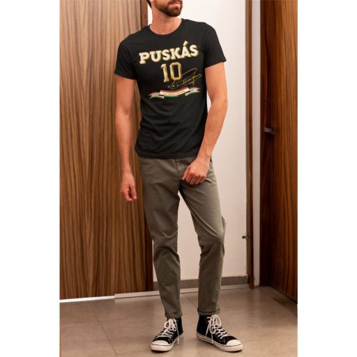 Puskás póló felnőtt PUSKÁS10 fekete nagy címer