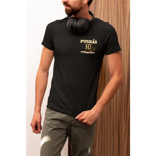 Puskás póló felnőtt PUSKÁS10 fekete kis címer