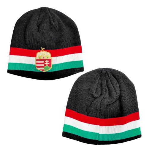 Magyarország sapka kötött fekete trikolor címeres