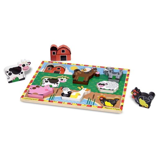Melissa & Doug Készségfejlesztő játék, Könnyen megfogható puzzle, farm