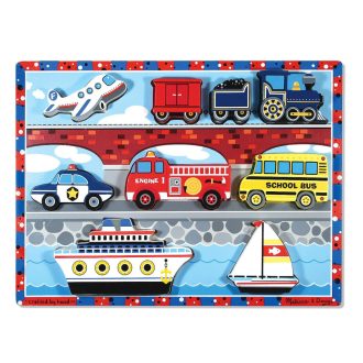   Melissa & Doug Készségfejlesztő játék, Könnyen megfogható puzzle, járművek