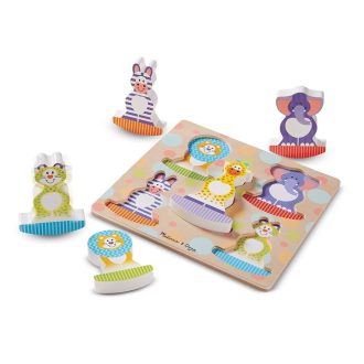   Melissa & Doug Fa készségfejlesztő játék, Óriás puzzle, hintázó vadállatok