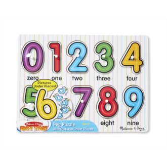   Melissa & Doug Fa készségfejlesztő játék, Puzzle fogantyúval, számok