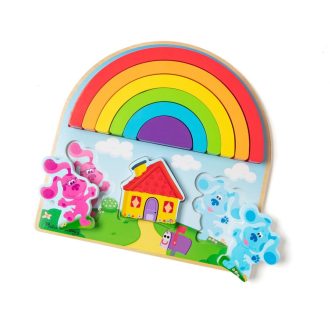   Melissa & Doug fa készségfejlesztő játék, Azúrkék nyomok és te - szivárvány puzzle