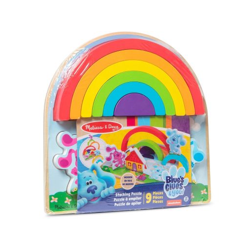Melissa & Doug fa készségfejlesztő játék, Azúrkék nyomok és te - szivárvány puzzle