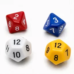 10 és 12 oldalú dobókocka csomag - 4 db-os