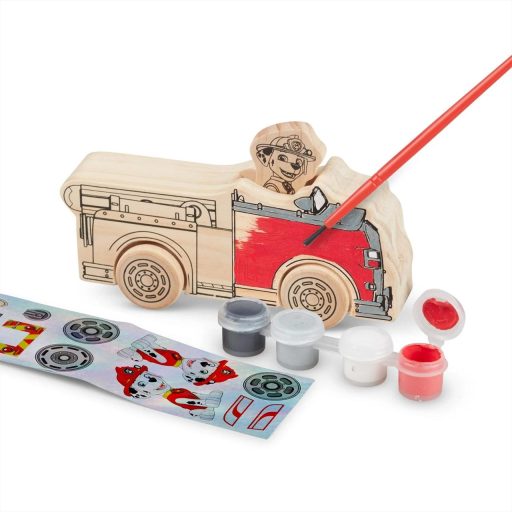 Melissa & Doug fa készségfejlesztő játék, Mancs őrjárat kifesthető fa járművek