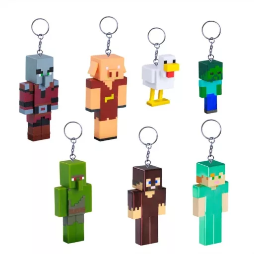 Minecraft meglepetés figura kulcstartó, 1 db