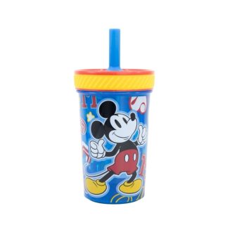   Mickey Egér felboríthatatlan csúszásgátlós műanyag pohár szívószállal - 370ML