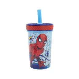   Pókember felboríthatatlan csúszásgátlós műanyag pohár szívószállal - 370ML