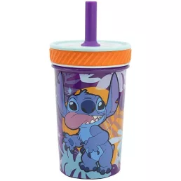   Stitch felboríthatatlan csúszásgátlós műanyag pohár szívószállal - 370ML