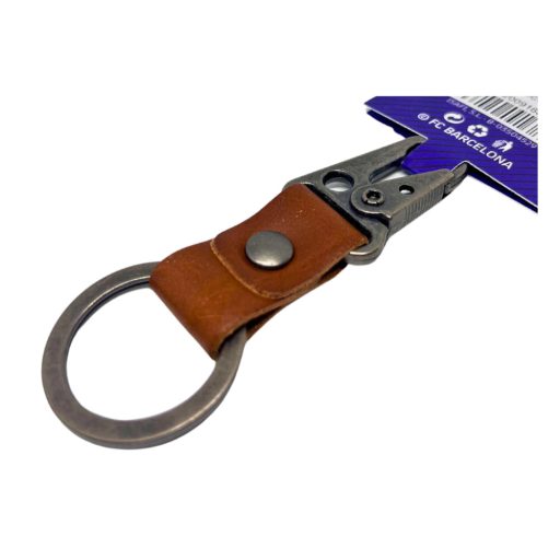 Barcelona kulcstartó bőr karabineres barna