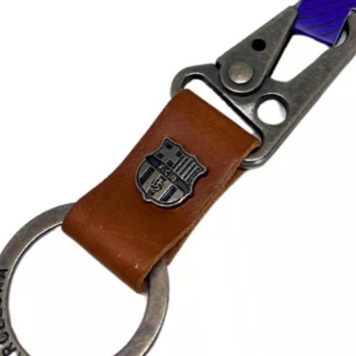 Barcelona kulcstartó bőr karabineres barna