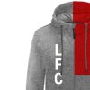 Liverpool pulóver felnőtt kapucnis-zippes szürke-piros