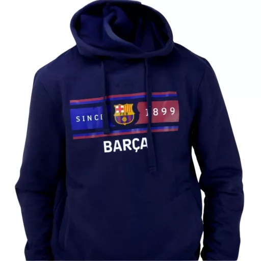 Barcelona pulóver felnőtt kapucnis sötétkék