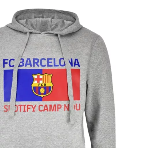 Barcelona pulóver gyerek kapucnis Camp Nou szürke
