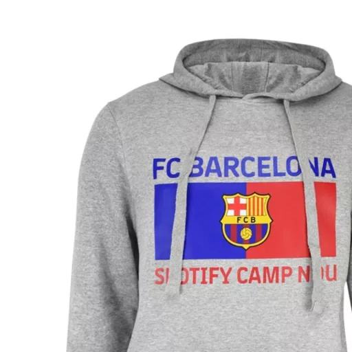 Barcelona pulóver gyerek kapucnis Camp Nou szürke