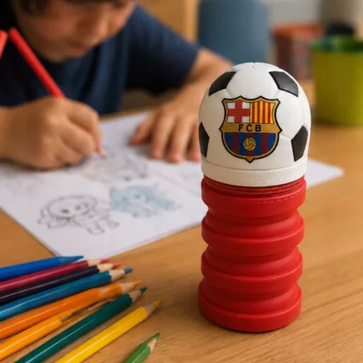 Barcelona tolltartó összenyomható focilabdás piros