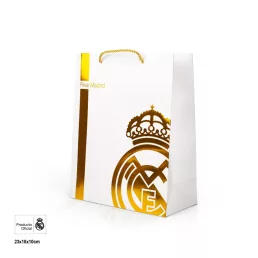 Real Madrid ajándéktasak fehér-arany kicsi 18x10x23cm