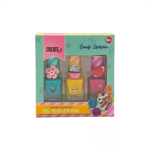 Canenco Create It! Candy körömlakkok gyűrűvel - 3 db