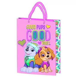   Ajándéktasak 23x18x8,5cm, laminált műanyag felülettel - Paw Patrol Pink