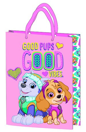Ajándéktasak 23x18x8,5cm, laminált műanyag felülettel - Paw Patrol Pink