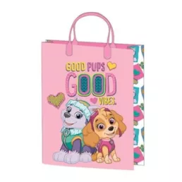   Ajándéktasak 32x27x10cm, laminált műanyag felülettel - Paw Patrol Pink