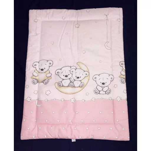 DOM-BER Dombaby 3 részes ágynemű garnitúra fejvédővel macis pink