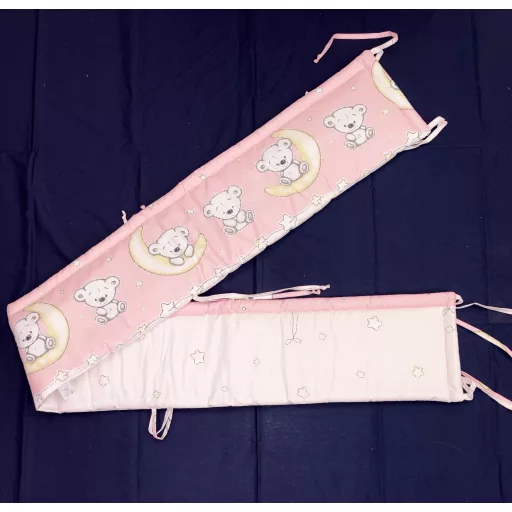 DOM-BER Dombaby 3 részes ágynemű garnitúra fejvédővel macis pink