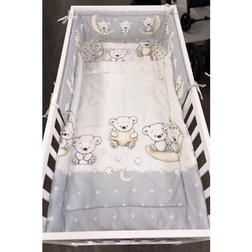 DOM-BER Dombaby 3 részes ágynemű garnitúra fejvédővel macis szürke