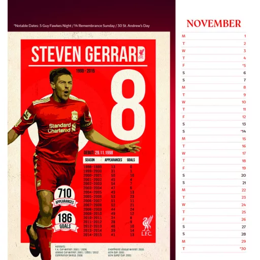 Liverpool naptár 2027 asztali