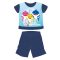 Baby Shark nyári rövid ujjú baba pizsama - pamut jersey pizsama - sötétkék - 86