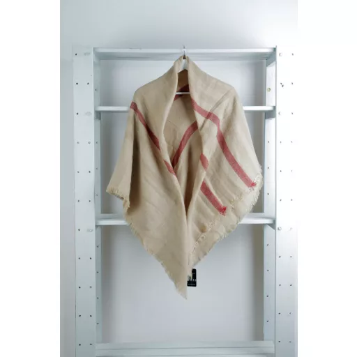 Cecilia Gallerani sál - 140x140 cm - beige, ekrü, piros