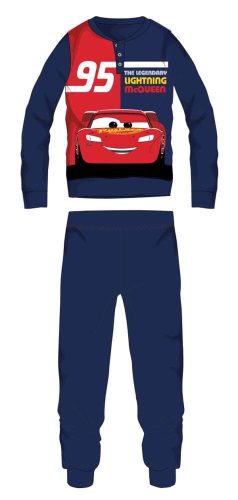 Disney Verdák téli pamut gyerek pizsama - interlock pizsama - The legendary lightning McQueen felirattal - sötétkék - 98