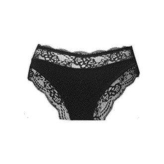   Női alsó - vastag oldalrésszel - elől és derekánál csipke betéttel díszítve - fekete - L