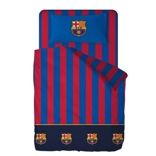 FC BARCELONA Ágynemű szett 100% pamut, ágytakaró 180x270 + gumis lepedő 105x200+28 + párnahuzat 45x125