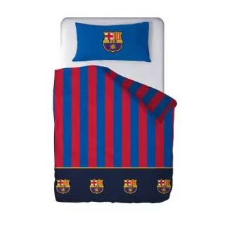   FC BARCELONA Ágynemű szett 100% pamut, ágytakaró 210x270 + gumis lepedő 135x200+28 + párnahuzat 45x155