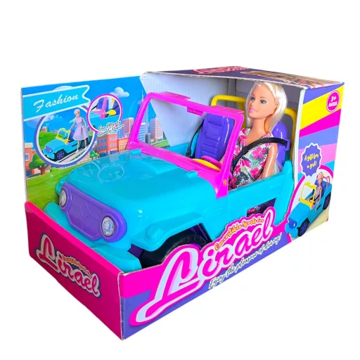Autó, Jeep, Barbie babához, + Baba, vékony, 32x18 cm dob.