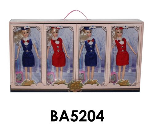Baba, vékony, légi utaskísérő, stewardess, gurulós bőrönd, 15x32 cm dob.