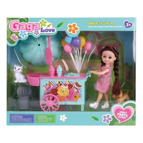 Évi baba fagylaltos kocsi szett két színben, 29 cm méretben.